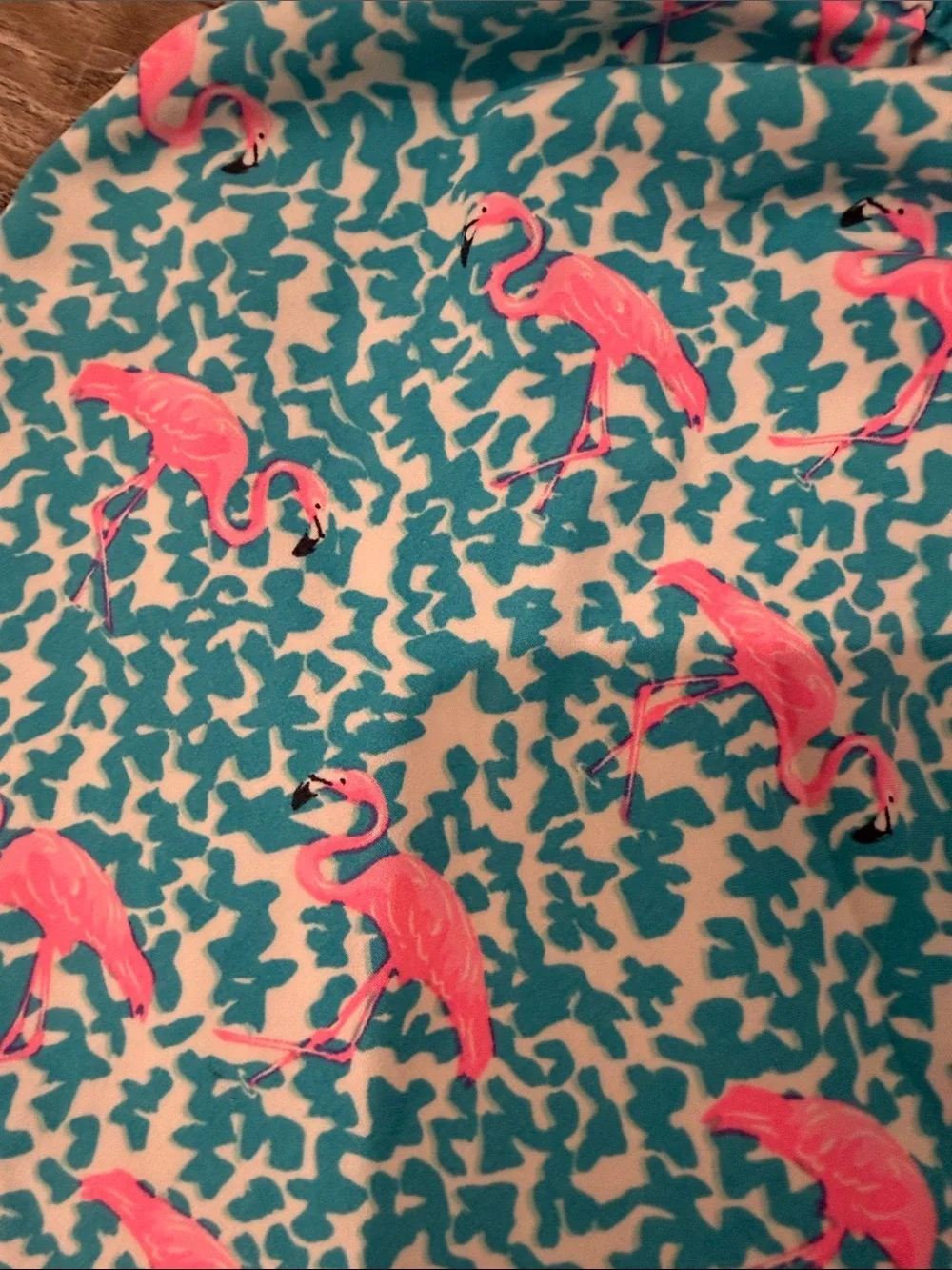 Turquoise Pink Flamingo Print Women's Drawstring Shorts